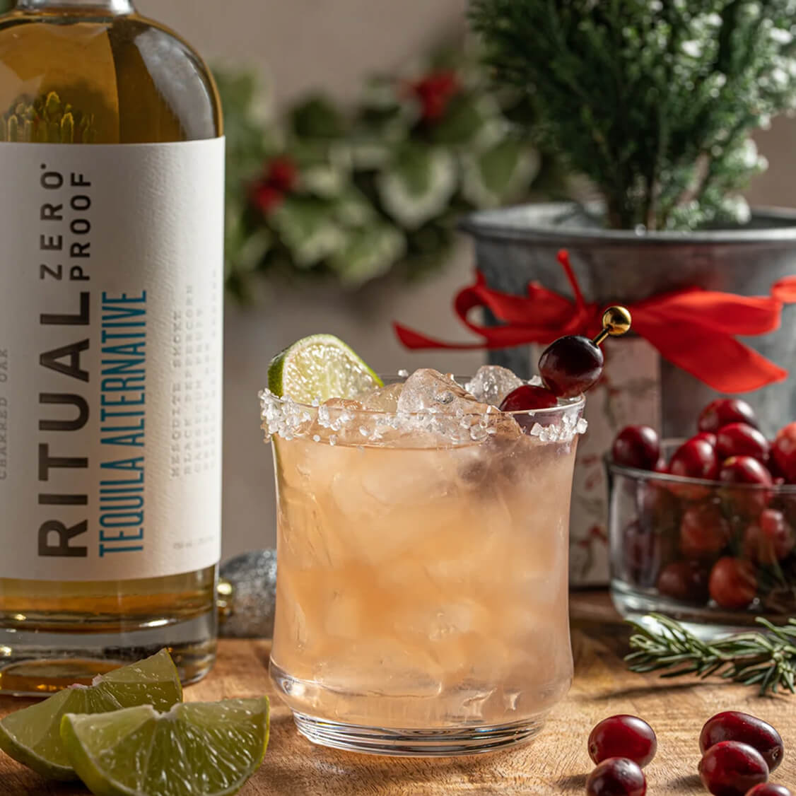 Cranberry margarita mocktail